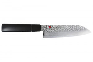 Couteau santoku japonais Kasumi Kuro 16.5cm martelé damas 32 couches