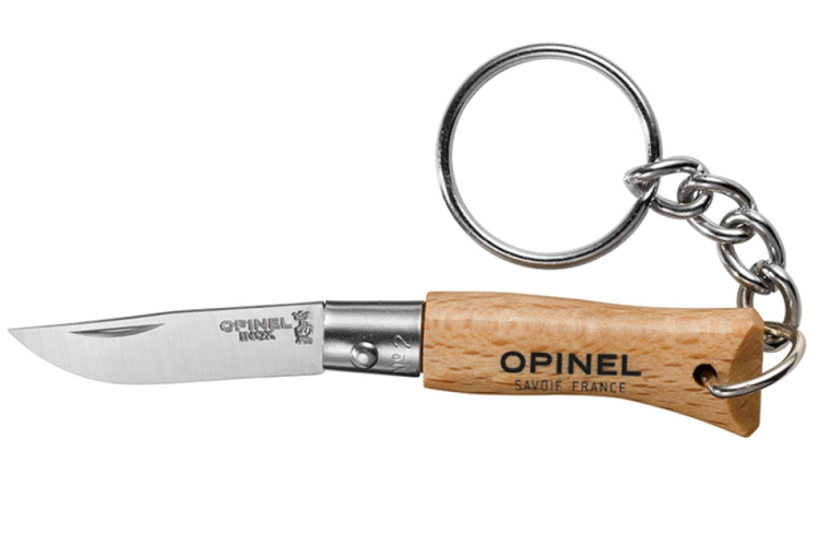 Couteau pliant Opinel Tradition Inox Porte-cl&eacute;s n&deg;02 lame 3,5cm manche h&ecirc;tre
