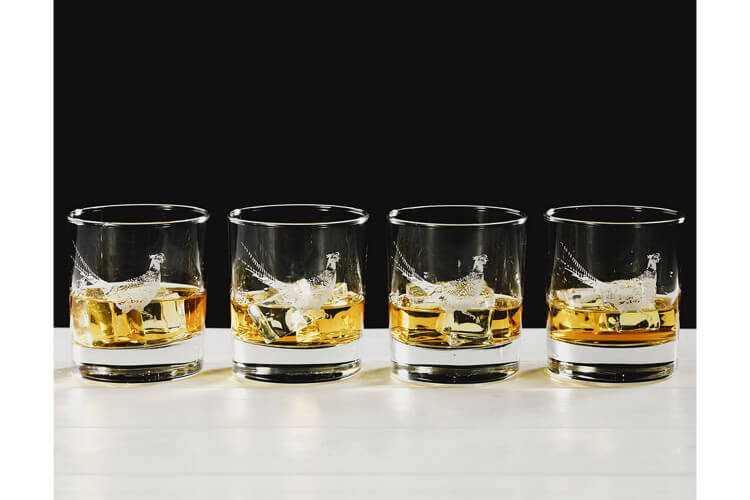 Coffret 4 verres à whisky motif faisan Selbrae House