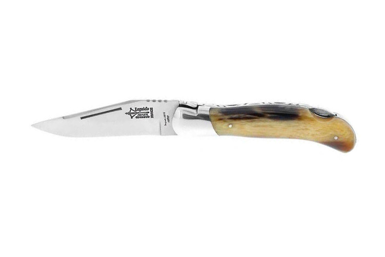 Couteau pliant Laguiole Arbal&egrave;te G.DAVID manche fa&ccedil;on corne blonde 12cm 