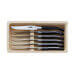 Coffret 6 couteaux de table Laguiole Arbalète G.DAVID inox 21cm manche en bois d'ébène