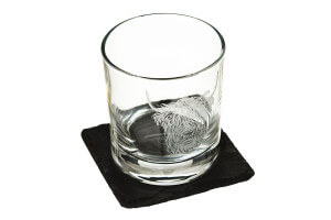 Verre à whisky avec dessous de verre Selbrae House - Motif vache