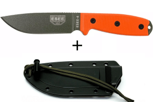Couteau Esee 4 ESEE-4P-OD lame acier carbone vert 11,6cm manche G10 orange + étui