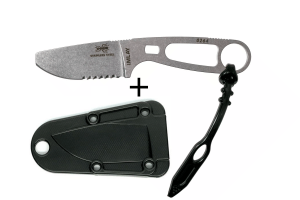 Couteau Esee Imlay ESEE-IMLAY lame semi-dentée 6,2cm manche ajouré inox + étui noir