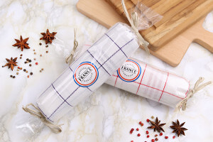 Set de 10 torchons à carreaux Tissage de l'Ouest Hugo fabriqués en France