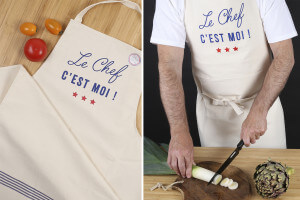 Tablier de cuisine Tissage de l'Ouest Joel fabriqué en France - Le Chef c'est moi