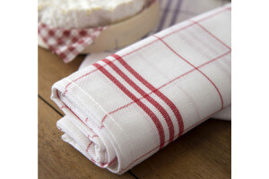 Torchon à carreaux rouges Tissage de l'Ouest Hugo fabriqué en France