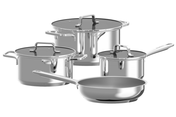 Batterie de cuisine 7 pi&egrave;ces Berghoff Dina Helix en acier inoxydable recycl&eacute;
