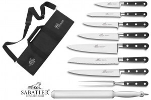 Mallette Sabatier Idéal  Inox 100% forgés 7 couteaux fabrication française + 1 fourchette + 1 fusil