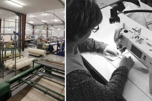 Torchon écru bandes tricolores Tissage de l'Ouest Yolande fabriqué en France - À la française