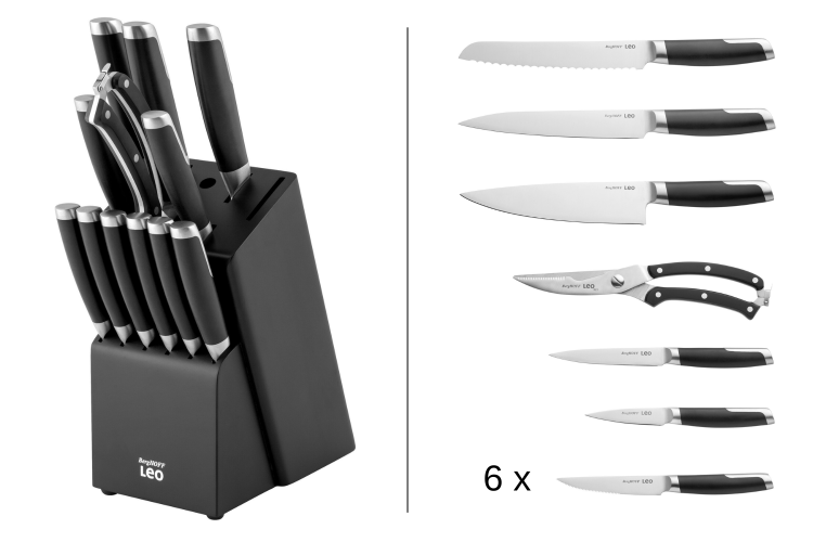 Bloc 12 couteaux Berghoff Leo Graphite en bois noir