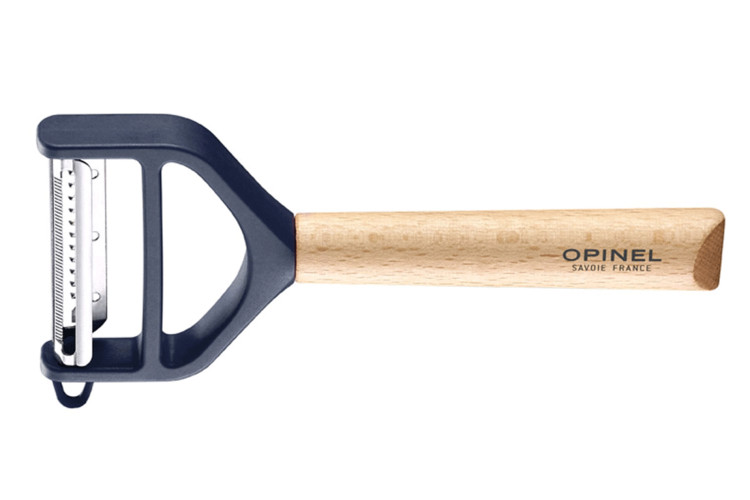 &Eacute;plucheur Opinel T-Duo bleu double lames microdent&eacute;e et julienne manche en h&ecirc;tre