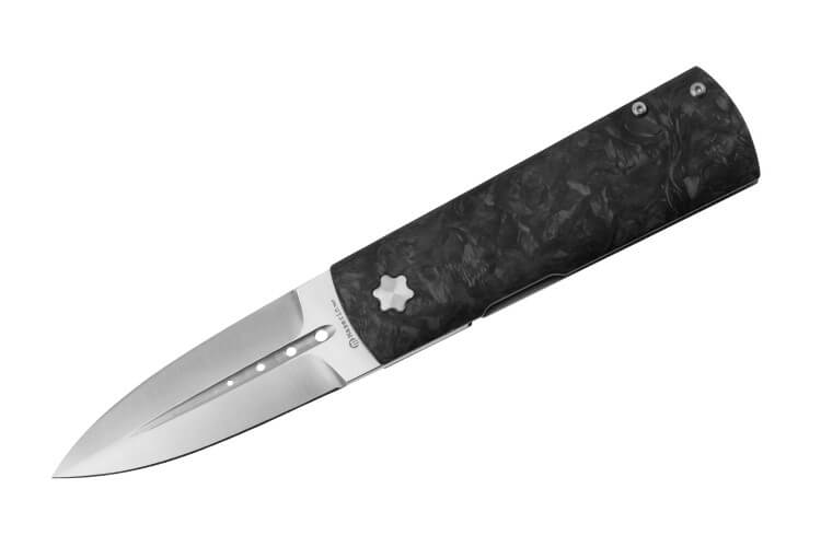 Couteau pliant Maserin DAGA 372.N manche en fibre de carbone et titanium marbrée noir 9,5cm