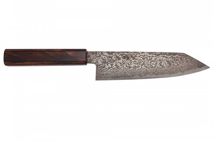 Couteau bunka 18cm japonais artisanal Nakamura Kaishin Ginsan Black Damas