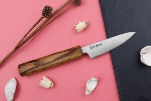 Couteau d'office japonais artisanal Wusaki Migaki G3 8cm