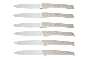 Coffret 6 couteaux Kiana de table lame inox 10,4cm manche ficelle