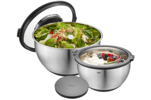 Set de 2 bols Gefu Muovo avec couvercle anti-éclaboussures