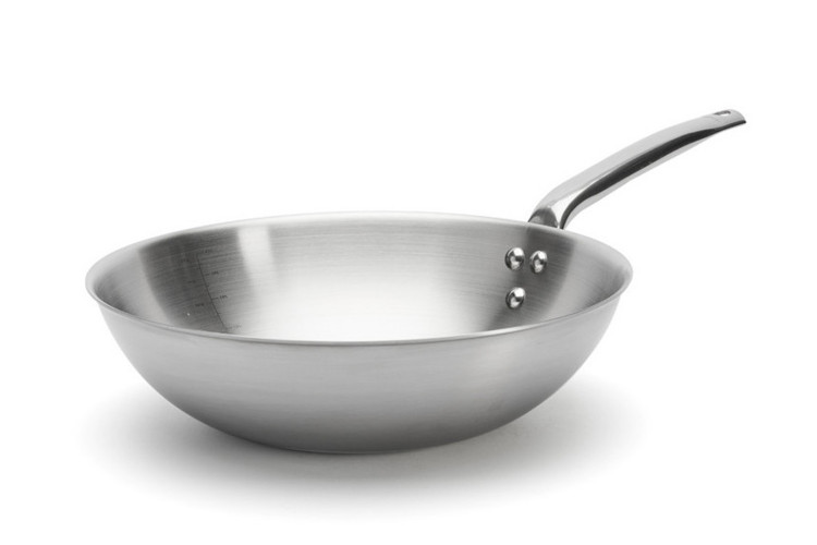 Wok De Buyer Alchimy 28cm en inox 18/10 multicouches 3 plis