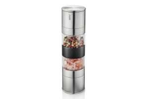 Moulin double à épices Gefu Lamola en verre et acier inoxydable