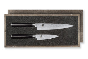 Coffret 2 couteaux japonais Kai Shun damas office/universel acier de qualité