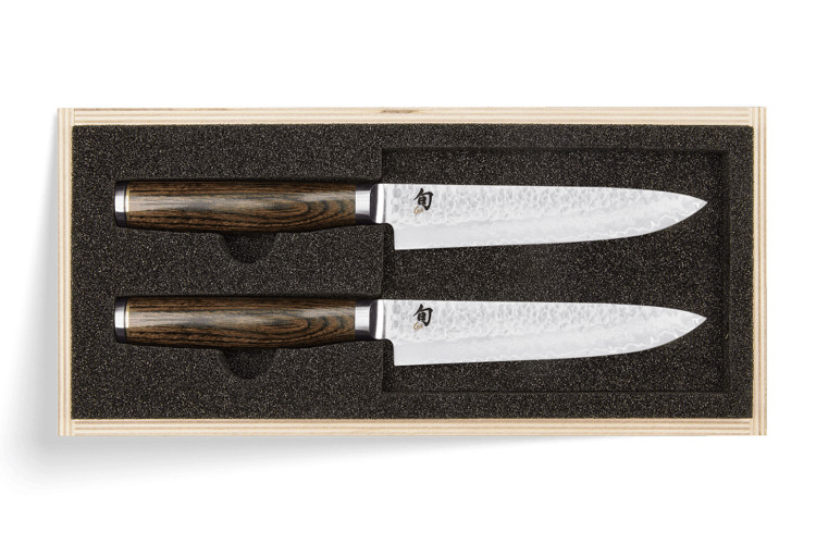 Coffret 2 couteaux &agrave; steak damass&eacute;s Shun Premier Tim M&auml;lzer 15cm