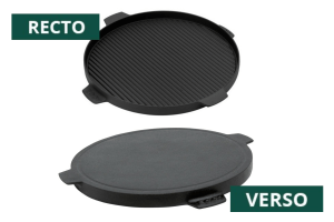 Plancha ronde réversible en fonte pour Big Green Egg Small, MiniMax, et Medium 26cm