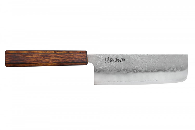 Couteau nakiri japonais artisanal Wusaki Yoshi G3 ch&ecirc;ne 16,5cm