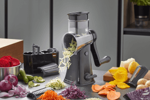 Râpe à tambour Gefu Click avec 5 inserts de lame en acier inox