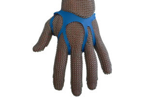 Set de 100 fixe-gants cotte de maille Manulatex en polyuréthane bleu - Taille M