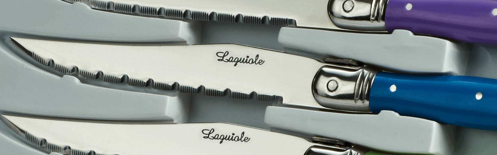Benoit l'Artisan  Coffret de 6 couteaux de table de Laguiole, plein manche  en inox poli