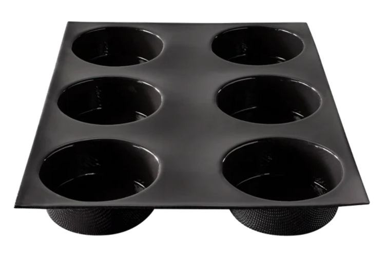 Moule 6 grands ronds Flexipan anti-adh&eacute;rent en silicone et tricot de verre 40x30cm