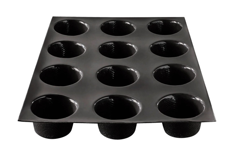 Moule 12 muffins Flexipan anti-adh&eacute;rent en silicone et tricot de verre