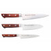 Coffret 3 couteaux japonais Satake Brown Pakkawood chef + santoku + office