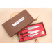 Coffret 3 couteaux japonais Satake Brown Pakkawood chef + santoku + office