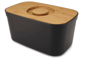 Boîte à pain Joseph Joseph en polypropylène noir avec couvercle en bambou