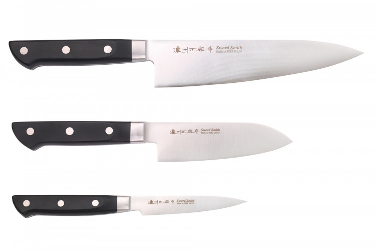 Coffret 3 couteaux japonais Satake ABS chef + santoku + office