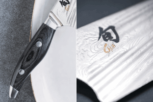 Couteau d'office japonais KAI Shun Nagare Black lame damas 72 couches Dual Core 9cm manche bombé