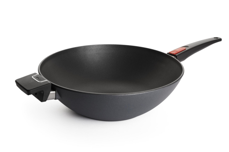 Wok Woll Diamond Lite en fonte d'aluminium manche amovible polym&egrave;re 34cm + couvercle