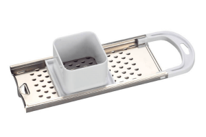 Râpe spaetzle longs Gefu en acier inoxydable avec poussoir polymère