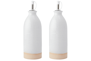 Set de 2 bouteilles à huile et vinaigre KitchenCraft Idilica en grès crème 450ml
