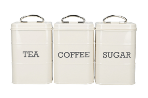 Set de 3 boîtes à thé / café / sucre KitchenCraft Living Nostalgia en acier crème
