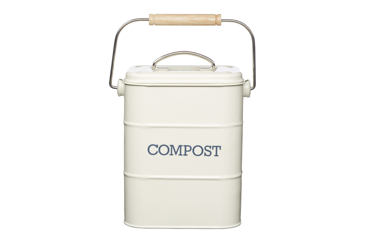 Bac &agrave; compost KitchenCraft Living Nostalgia en acier cr&egrave;me 3L