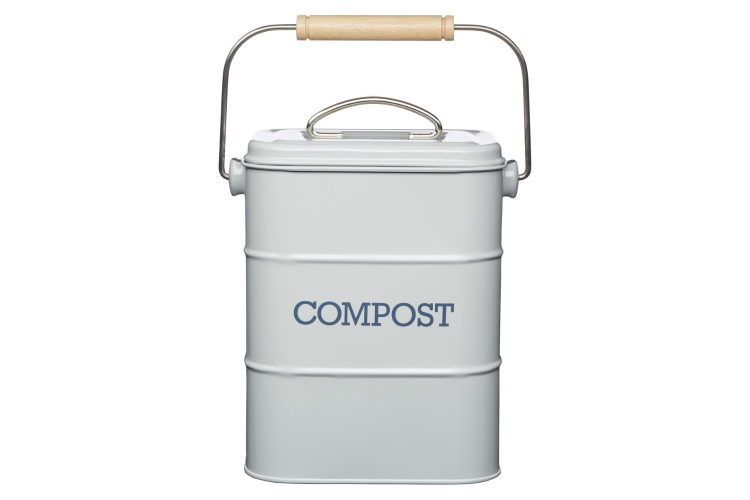 Bac &agrave; compost KitchenCraft Living Nostalgia en acier gris 3L