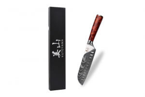Couteau santoku alvéolé 17cm Kutoyama Red Flame