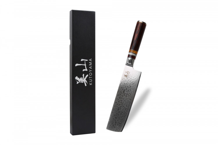Couteau nakiri 17cm Kutoyama damas manche pakka et anneaux acryliques