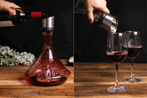 Carafe à vin Alaskan Maker Topographic Mont Blanc en verre cristallin soufflé à la main