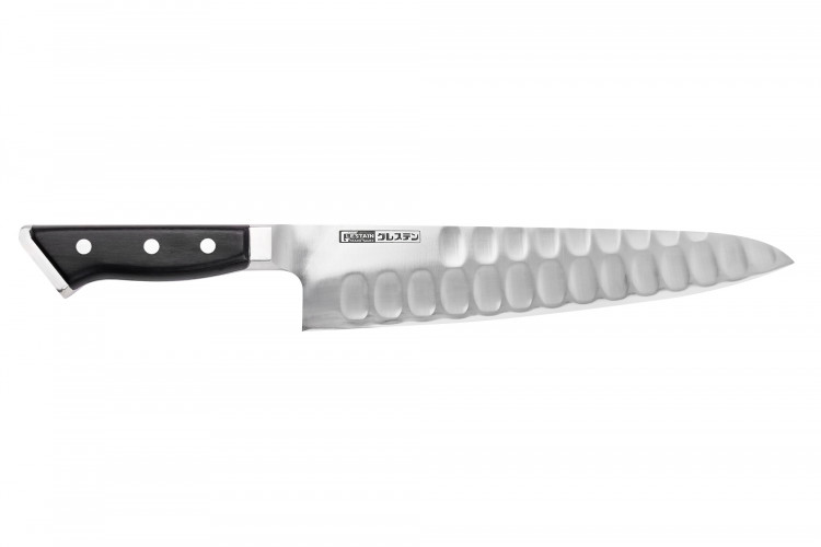 Couteau de chef alv&eacute;ol&eacute; japonais Glestain K series 24cm