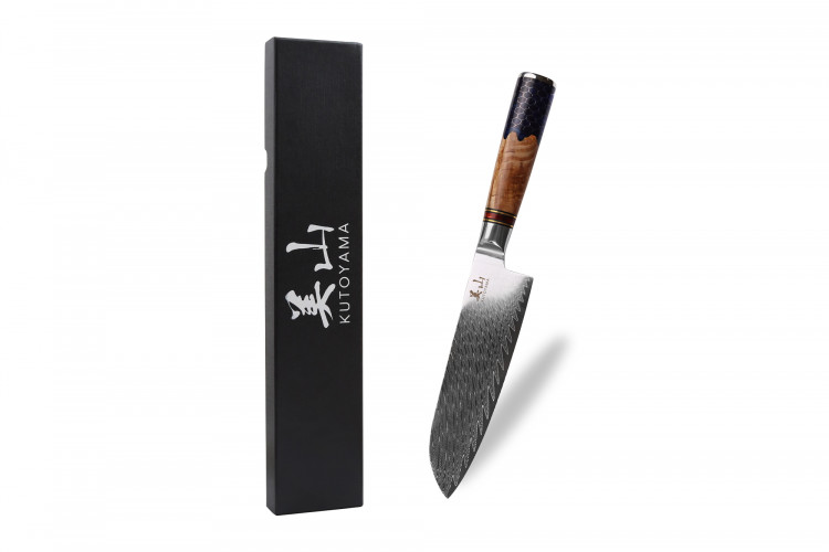 Couteau santoku 17cm Kutoyama damas manche nid d'abeille