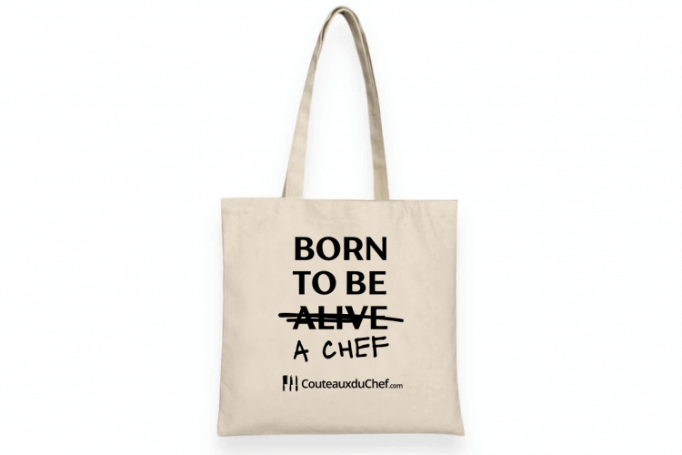 Totebag officiel "Born to be a chef" - 100% coton