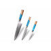 Set de 3 couteaux Kutoyama damas manches en résine bleue chef + universel + office
